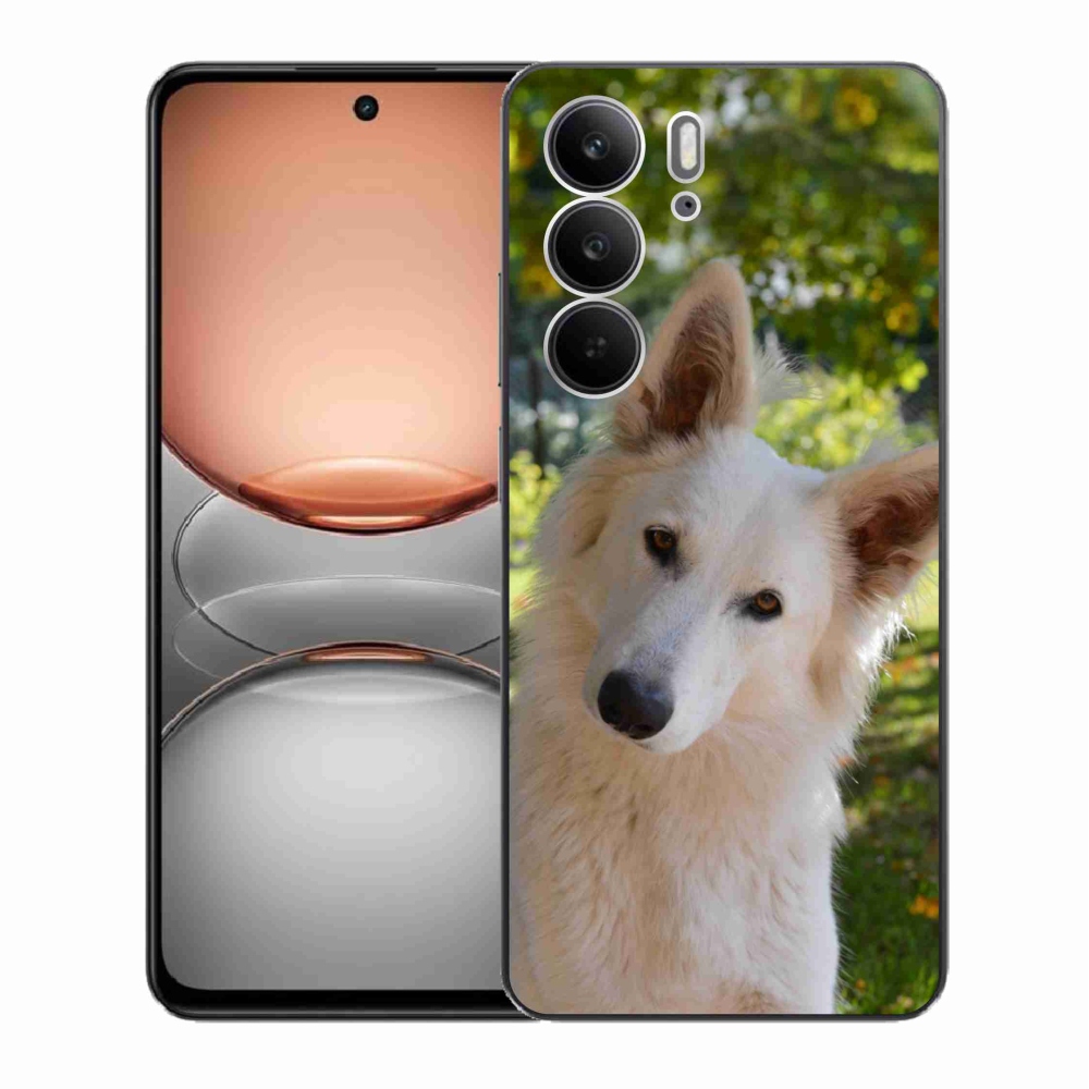 Gélový kryt mmCase na Realme C75 - biely švajčiarsky ovčiak 1