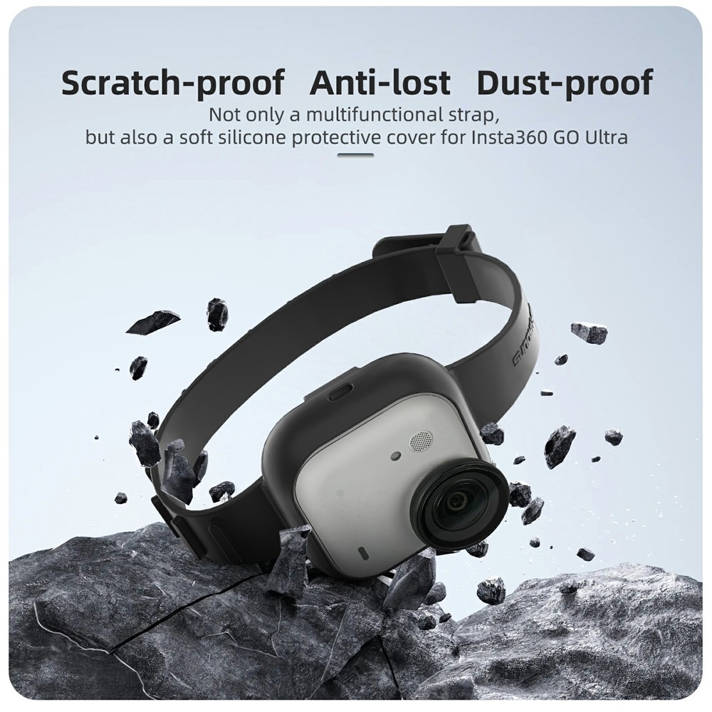 Silikónový ochranný obal s pútkom na ruku Sunnylife pre Insta360 GO Ultra – čierny