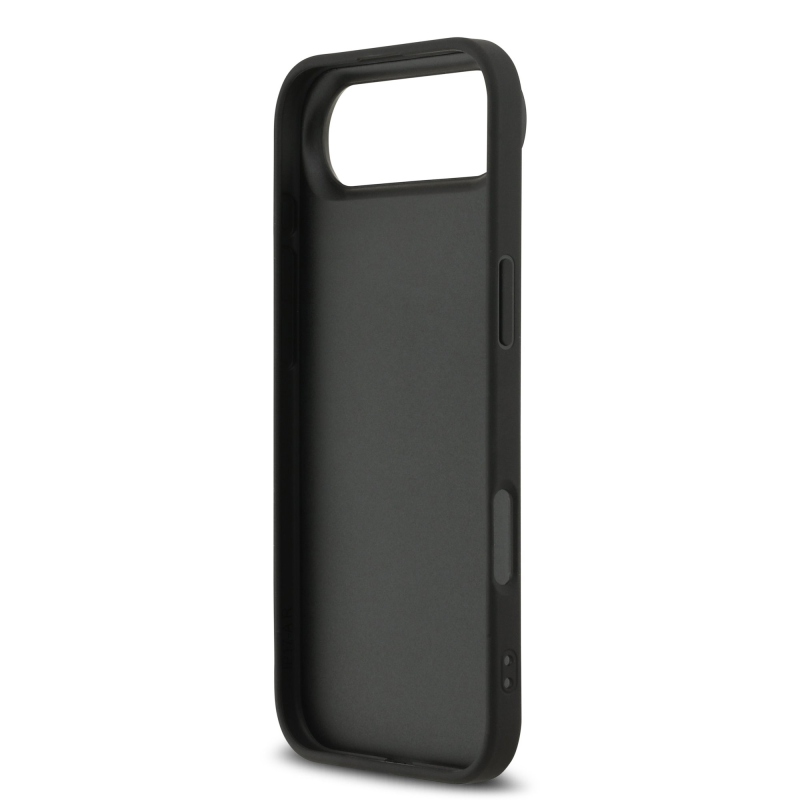 DKNY PU kožený zadný kryt s károvaným vzorom a pruhmi pre iPhone Air Black