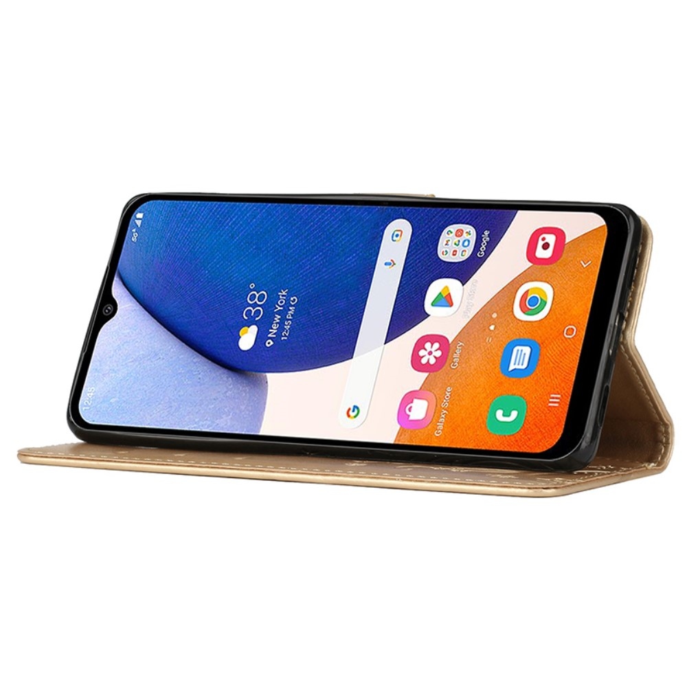 Flowers knižkové púzdro na Samsung Galaxy A05s - zlaté