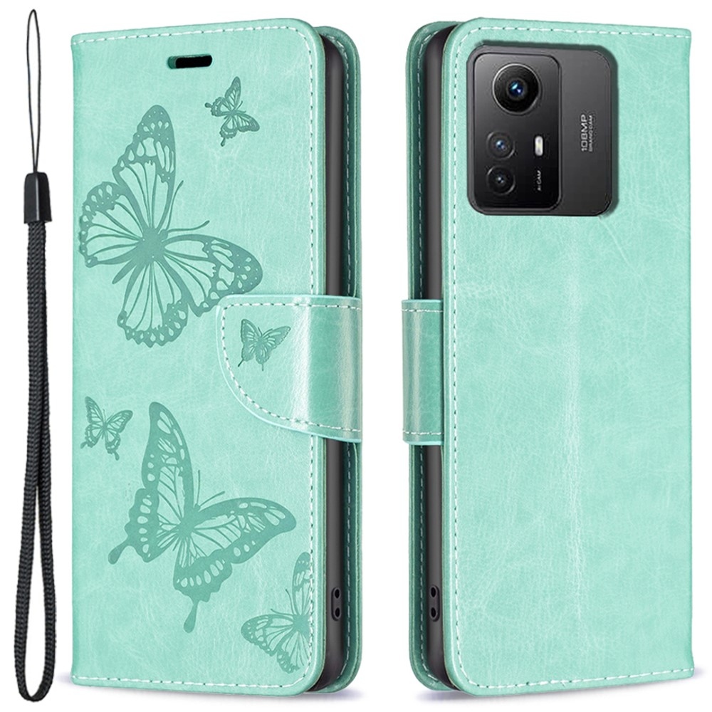 Butterfly knižkové puzdro na Xiaomi Redmi Note 12S - modrozelené