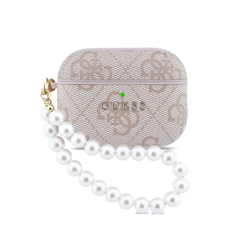 Guess PU 4G Classic Logo Pearl Strap Puzdro pre AirPods Pro 3 Pink