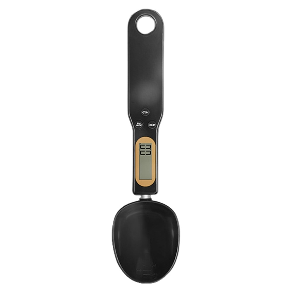 Odmerná elektronická lyžica s displejom na váženie do 500 g - čierna