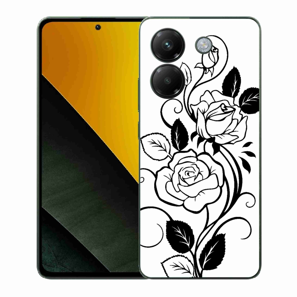 Gélový kryt mmCase na Xiaomi Poco M7 Pro 5G - čiernobiela ruža