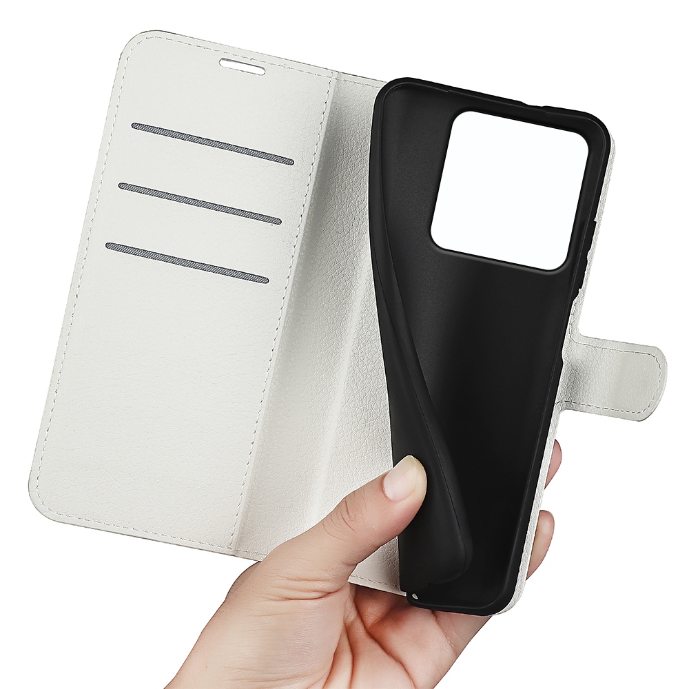 Litchi knižkové púzdro na Xiaomi 15T - biele