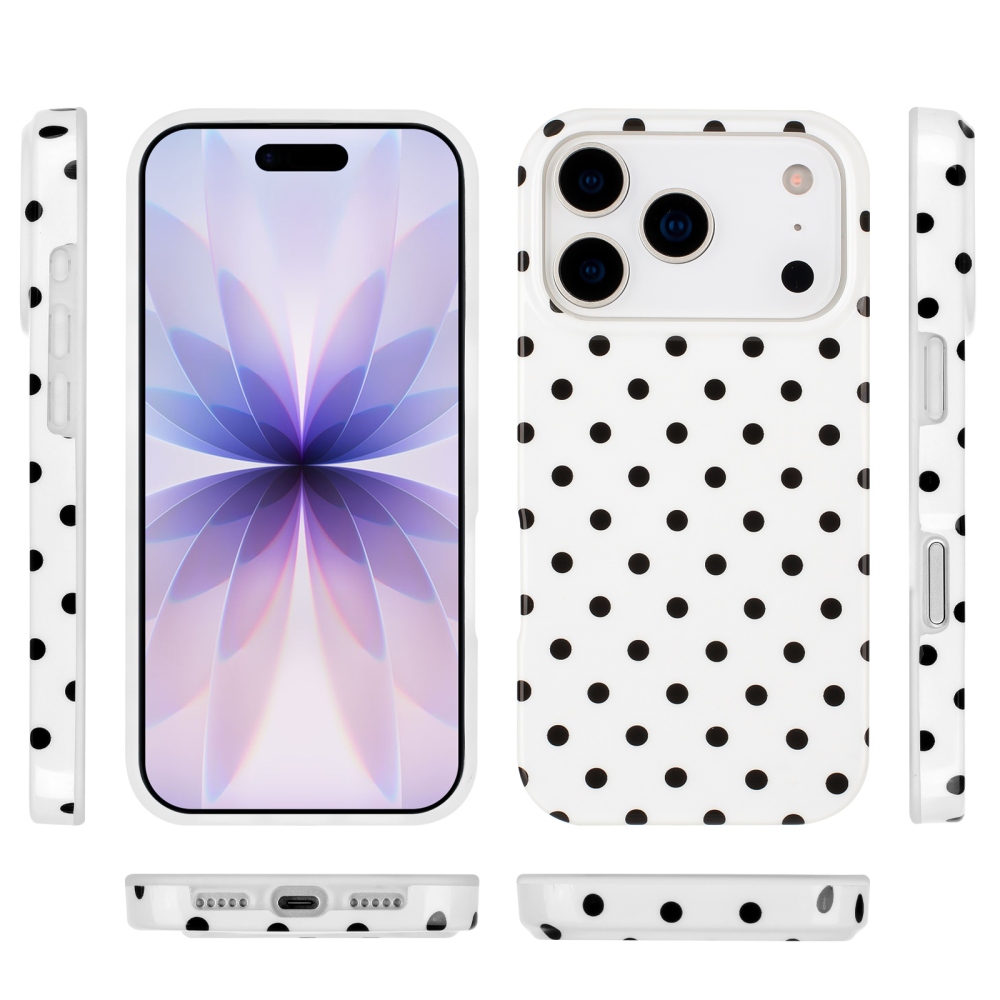 Dots gélový obal na mobil iPhone 18 Pro Max/17 Pro Max - biely