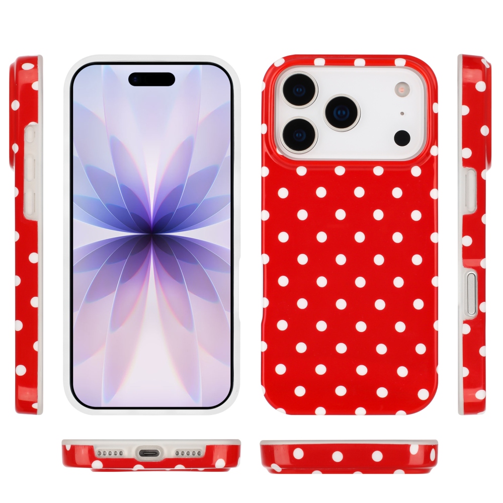 Dots gélový obal na mobil iPhone 18 Pro Max/17 Pro Max - červený