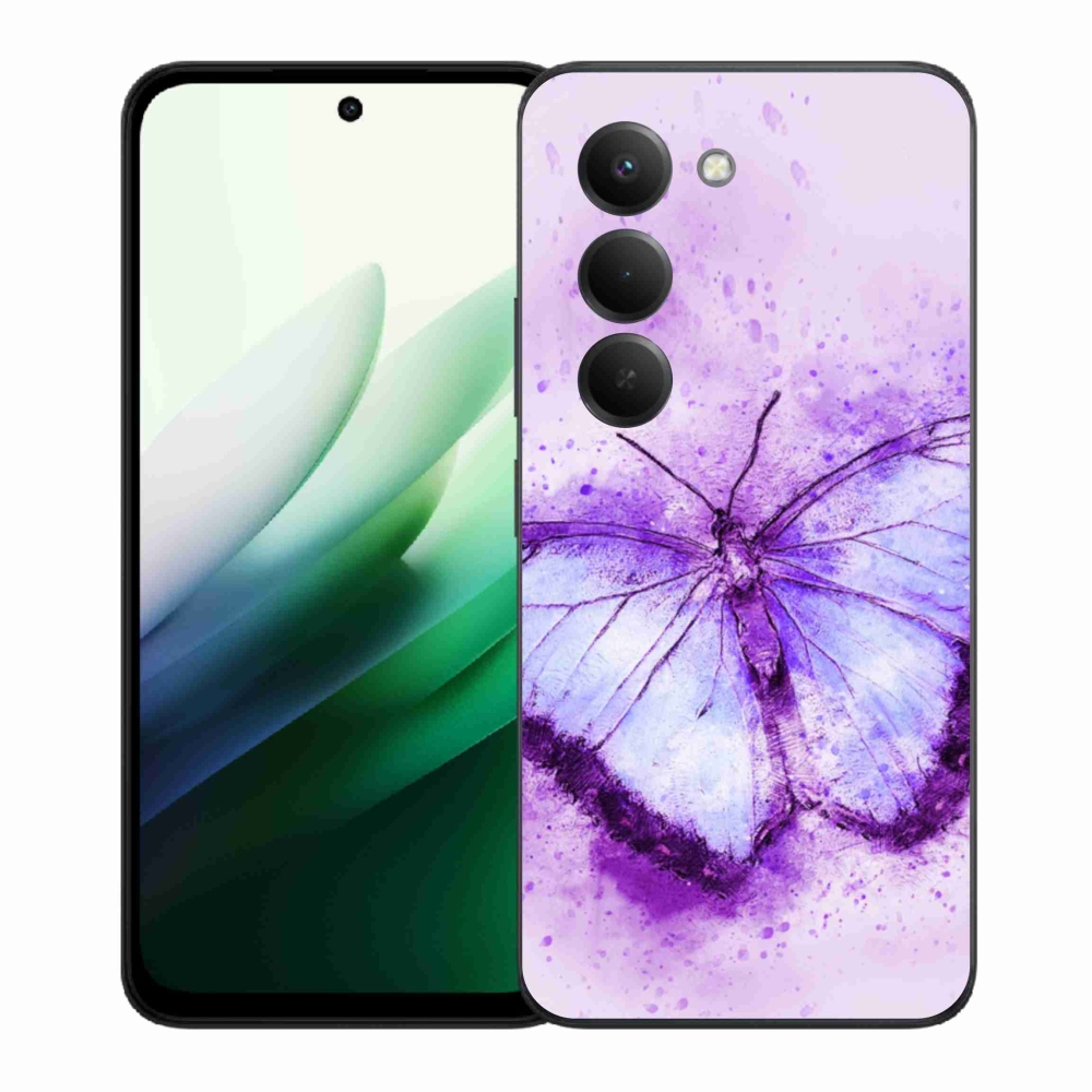 Gélový kryt mmCase na Xiaomi Redmi 15 5G (169mm) - fialový motýľ