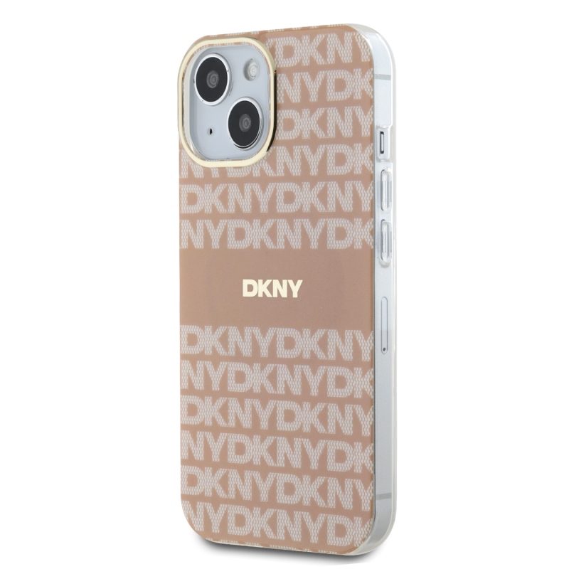 DKNY PC/TPU Repeat Pattern Tonal Stripe Magsafe Zadný Kryt pre iPhone 15 Pink