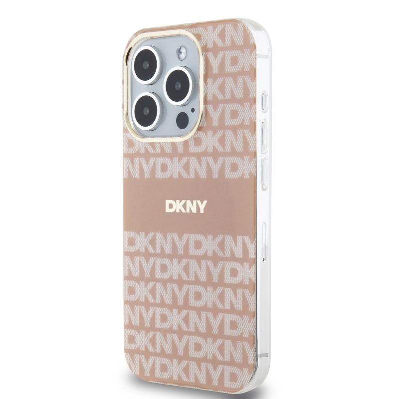 DKNY PC/TPU Repeat Pattern Tonal Stripe Magsafe Zadný Kryt pre iPhone 13 Pro Max Pink