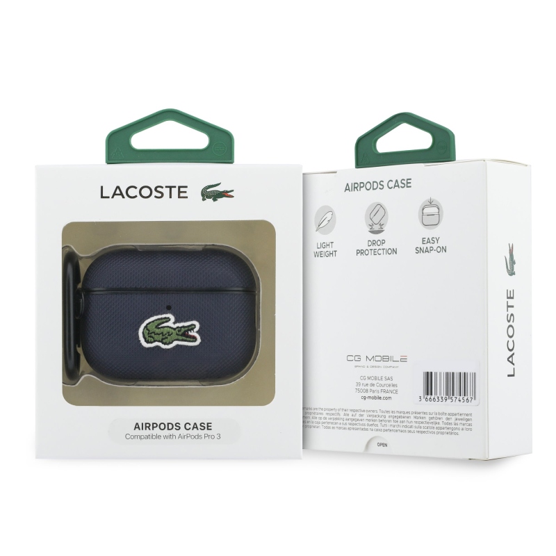 Lacoste Petit Pique Croc Logo Patch Puzdro pre AirPods Pro 3 Blue