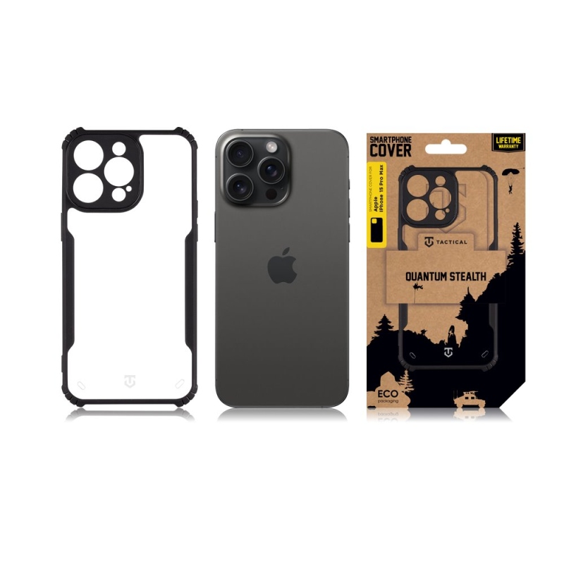 Tactical Quantum Stealth Kryt pre Apple iPhone 15 Pro Max Clear/Black