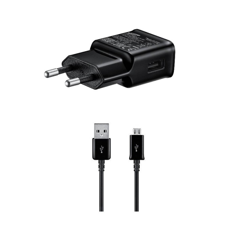 EP-TA200EBE + ECB-DU4EBE Samsung 15W Cestovná nabíjačka + microUSB Dátový Kábel Black (OOB Bulk)