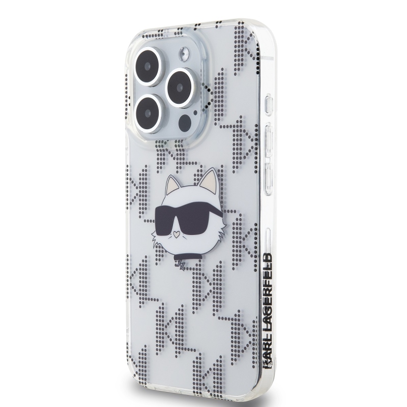 Karl Lagerfeld IML Electroplated Choupette Head Zadný Kryt pre iPhone 15 Pro Transparent