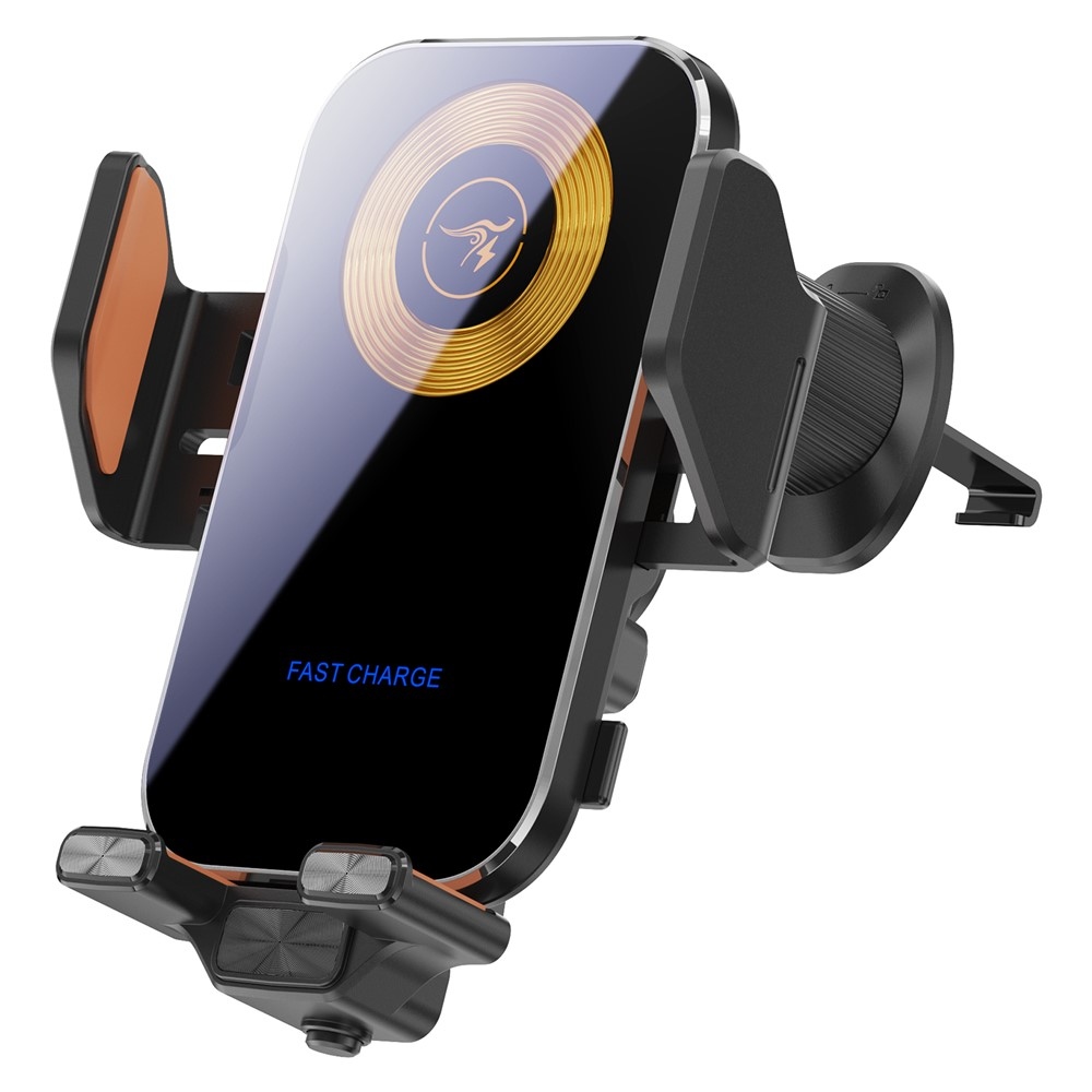 X15 bezdrôtová nabíjačka do auta s držiakom do ventilácie 15 W - strieborná metalická