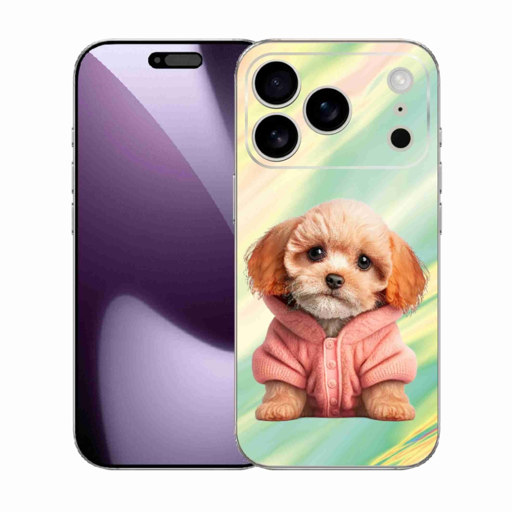 Gélový kryt mmCase na iPhone 17 Pro - šteňa vo svetri