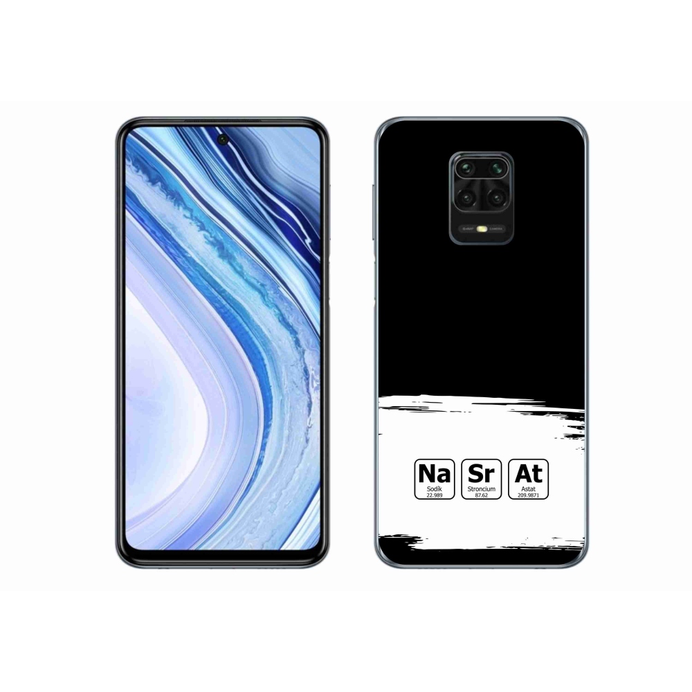 Gélový kryt mmCase na Xiaomi Redmi Note 9S - chemické prvky bieločierne pozadie