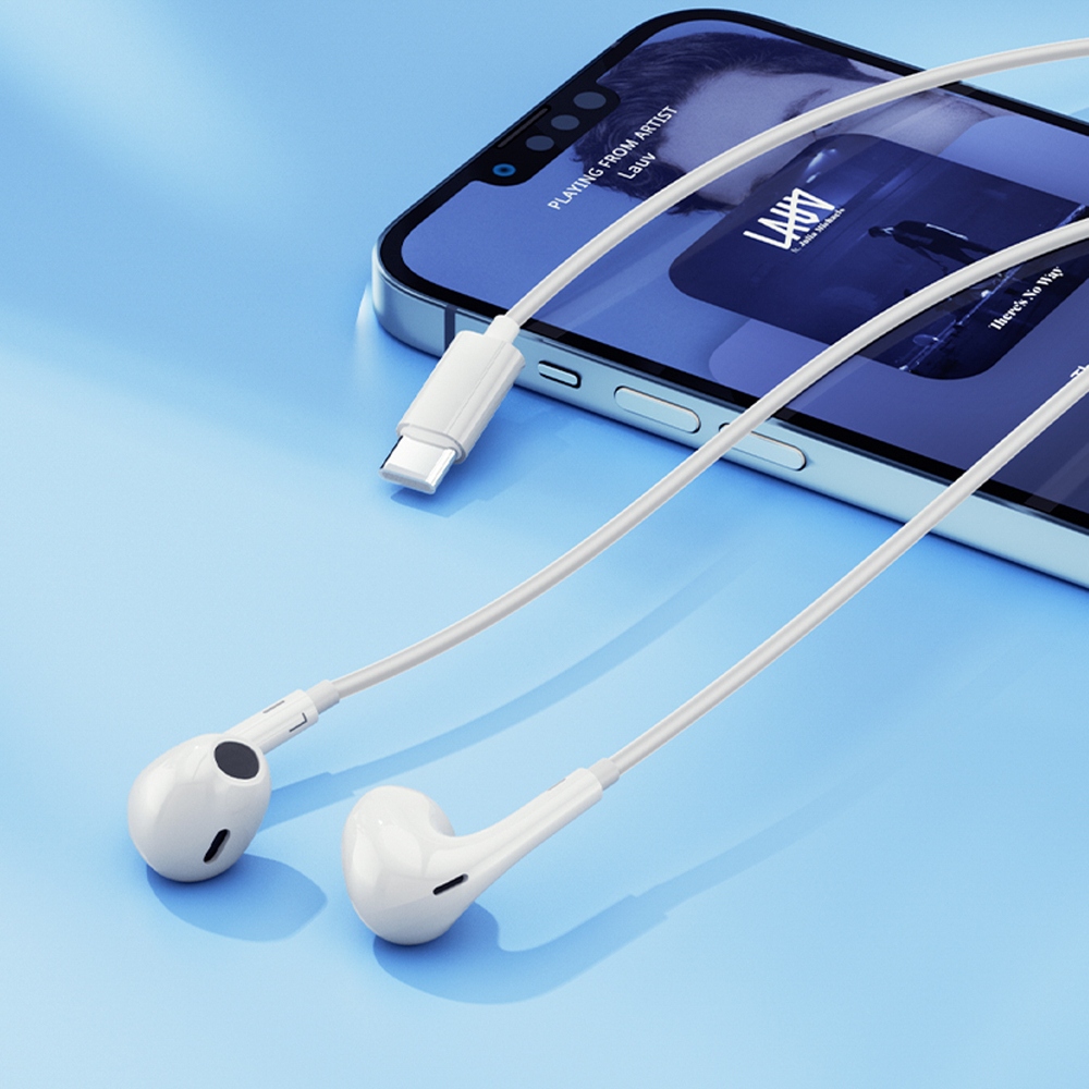 Drôtové slúchadlá do uší QCY LH1 USB-C 1,15 m – biela