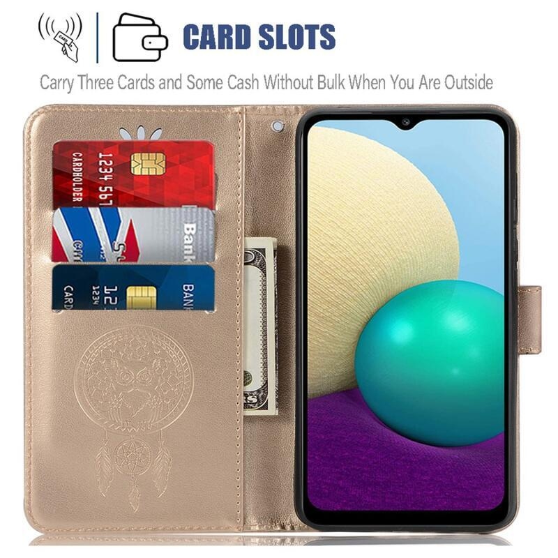 Dream PU kožené peněženkové puzdro na mobil Samsung Galaxy A22 5G - zlaté