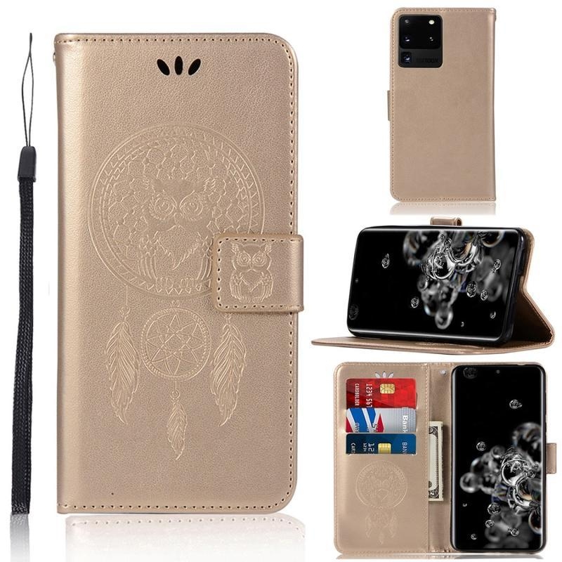 Dream PU kožené peněženkové puzdro na mobil Samsung Galaxy S20 Ultra - zlaté