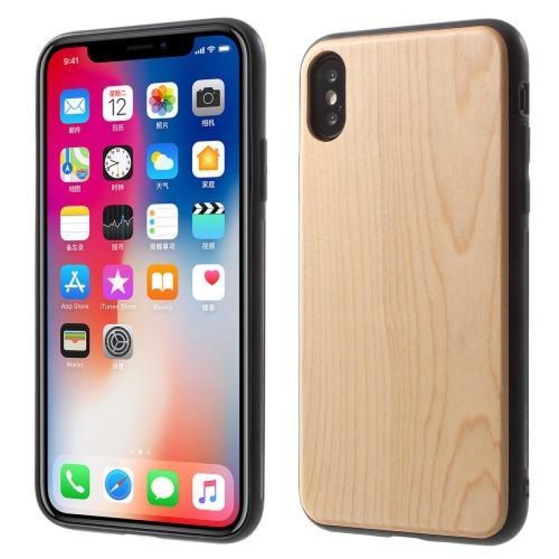 Drevené hybridný púzdro na iPhone X - béžové