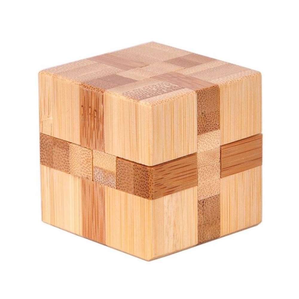 Drevený mini logický hlavolam (4,5 × 4,5 cm) pre deti aj dospelých - tvar D