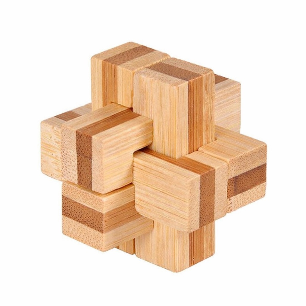 Drevený mini logický hlavolam (4,5 × 4,5 cm) pre deti aj dospelých - tvar F