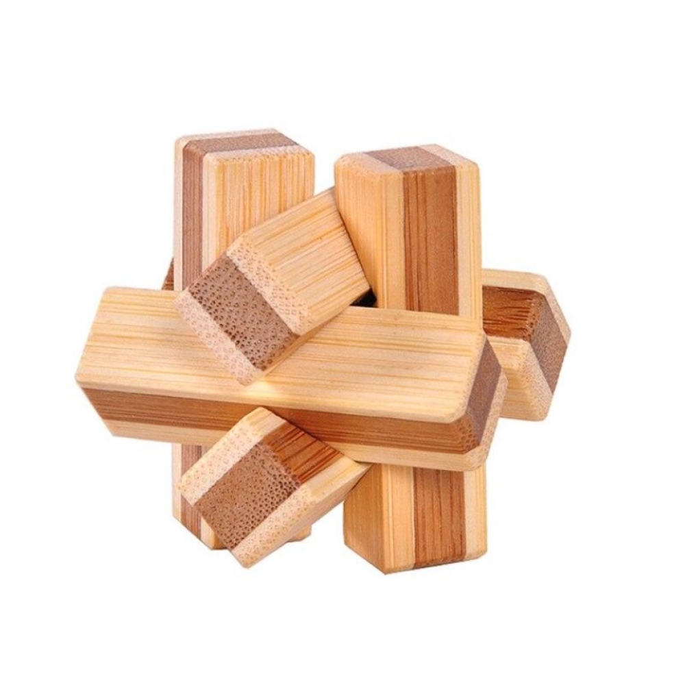 Drevený mini logický hlavolam (4,5 × 4,5 cm) pre deti aj dospelých - tvar G