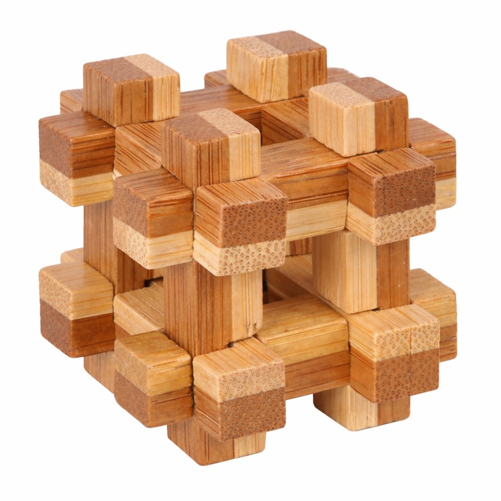 Drevený mini logický hlavolam (4,5 × 4,5 cm) pre deti aj dospelých - tvar J