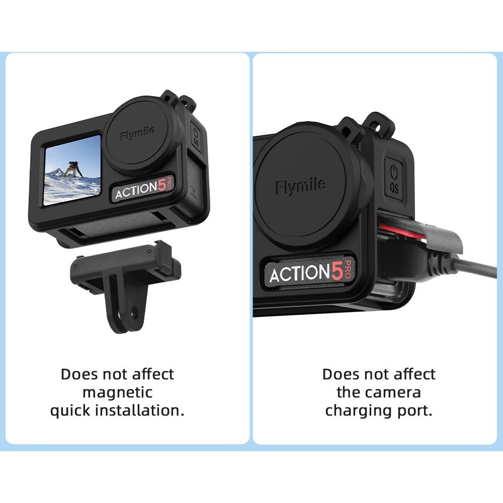FLYMILE silikónový ochranný obal s krytkou objektívu pre DJI Osmo Action 5 Pro - modrý