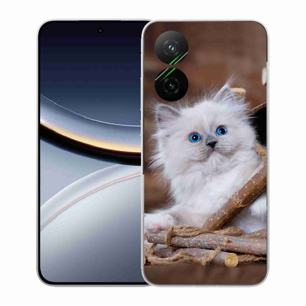 Gélový kryt mmCase na Xiaomi Poco F7 5G - biele mačiatko