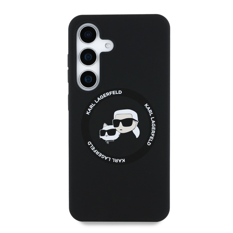 Karl Lagerfeld Liquid Silicone K&CH Heads MagSafe Zadný Kryt pre Samsung Galaxy S25+ Black