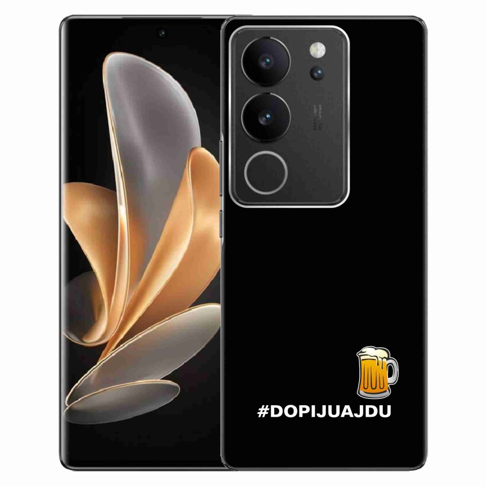 Gélový kryt mmCase na Vivo V29 5G - pivný motív 1 čierne pozadie