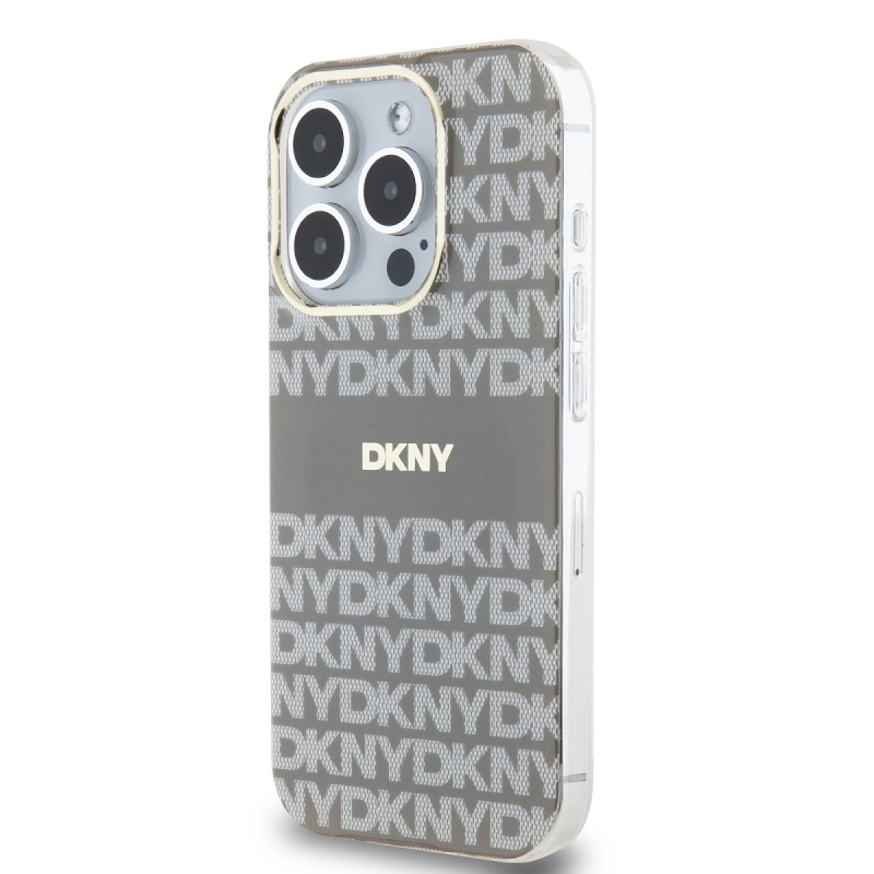 DKNY PC/TPU Repeat Pattern Tonal Stripe Magsafe Zadný Kryt pre iPhone 13 Pro Beige