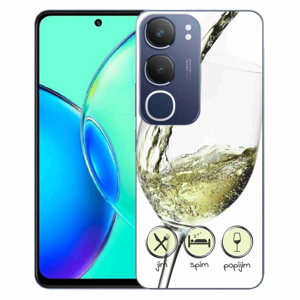 Gélový kryt mmCase na Vivo Y19s - pohár vína bielej