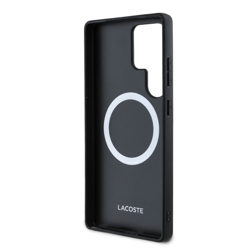 Lacoste Iconic Petit Pique Woven Logo MagSafe zadný kryt pre Samsung Galaxy S25 Ultra – červený