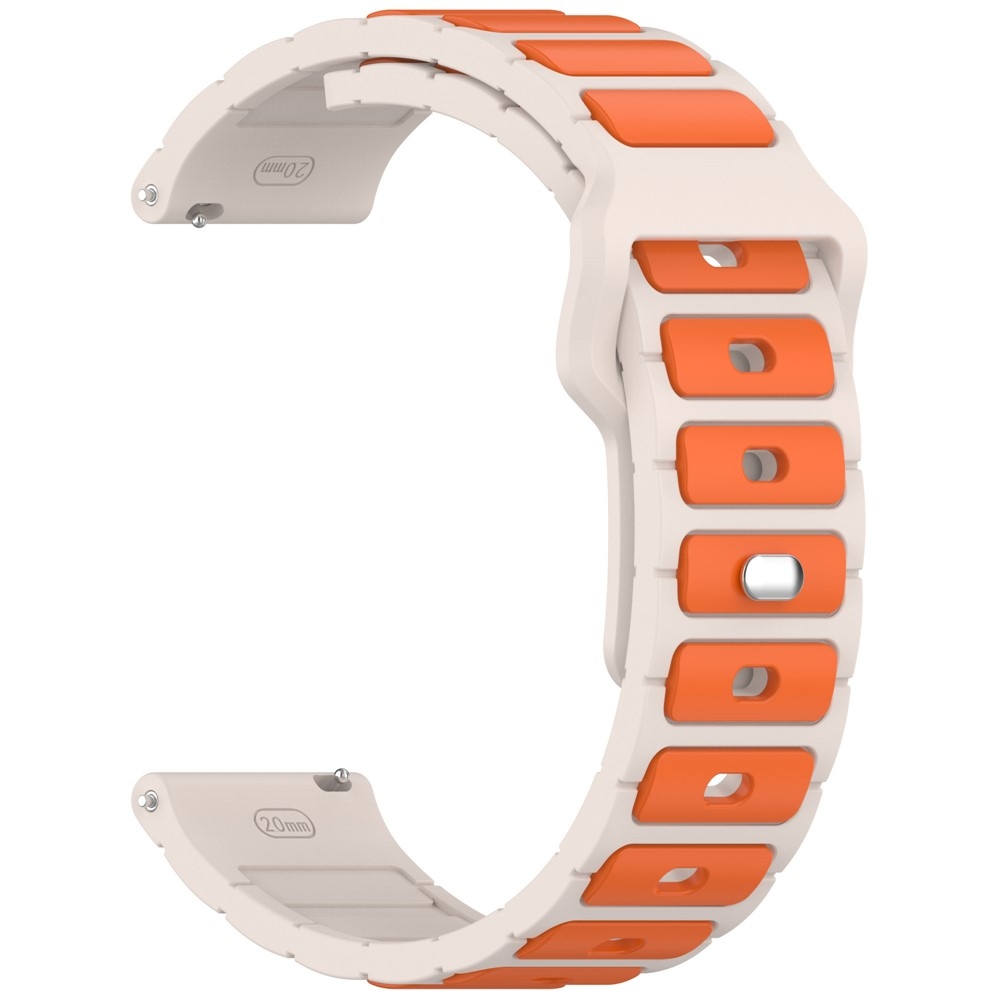 Dualc silikónový remienok 20mm na Samsung Galaxy Watch7 44mm/40mm/Watch 6 44mm/40mm - béžový/oranžový