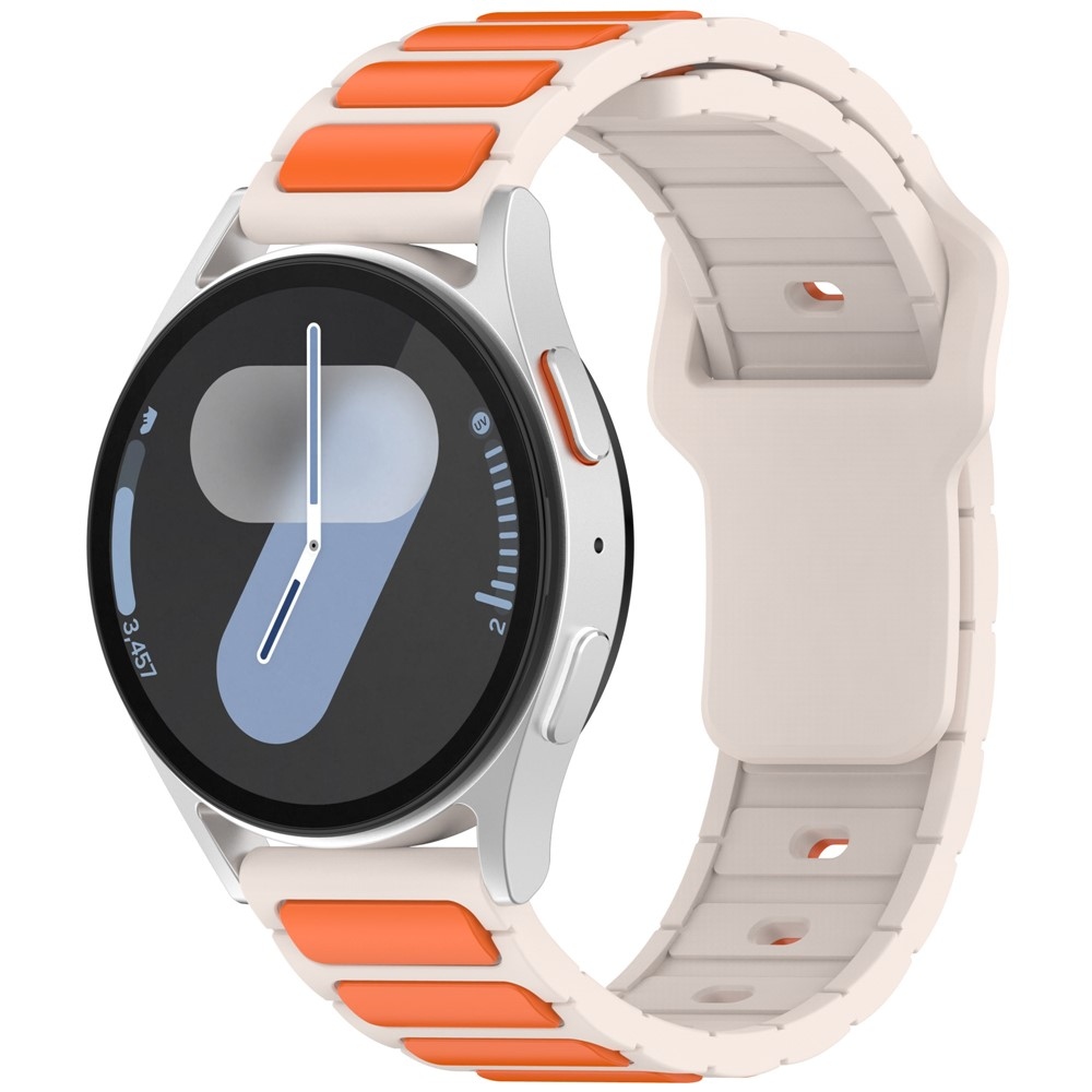 Dualc silikónový remienok 20mm na Samsung Galaxy Watch7 44mm/40mm/Watch 6 44mm/40mm - béžový/oranžový