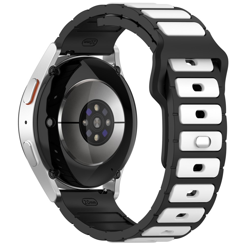 Dualc silikónový remienok 20mm na Samsung Galaxy Watch7 44mm/40mm/Watch 6 44mm/40mm - čierny/biely