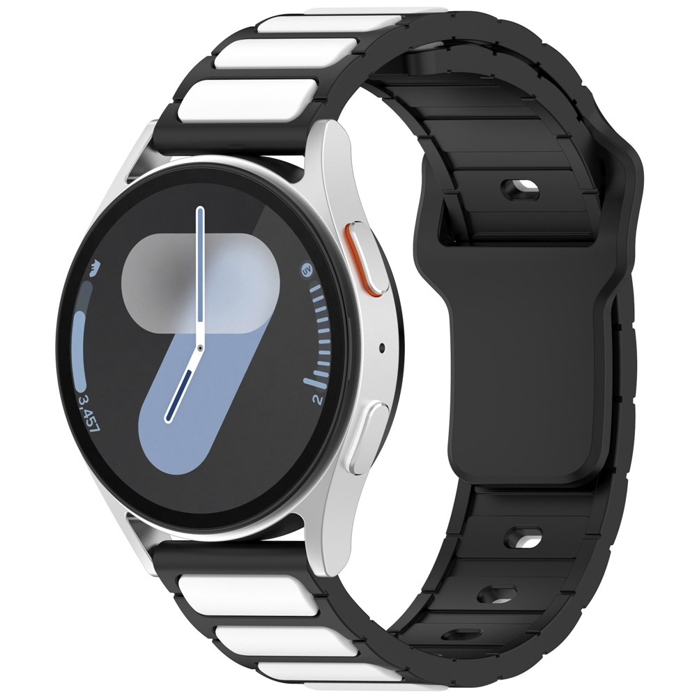 Dualc silikónový remienok 20mm na Samsung Galaxy Watch7 44mm/40mm/Watch 6 44mm/40mm - čierny/biely