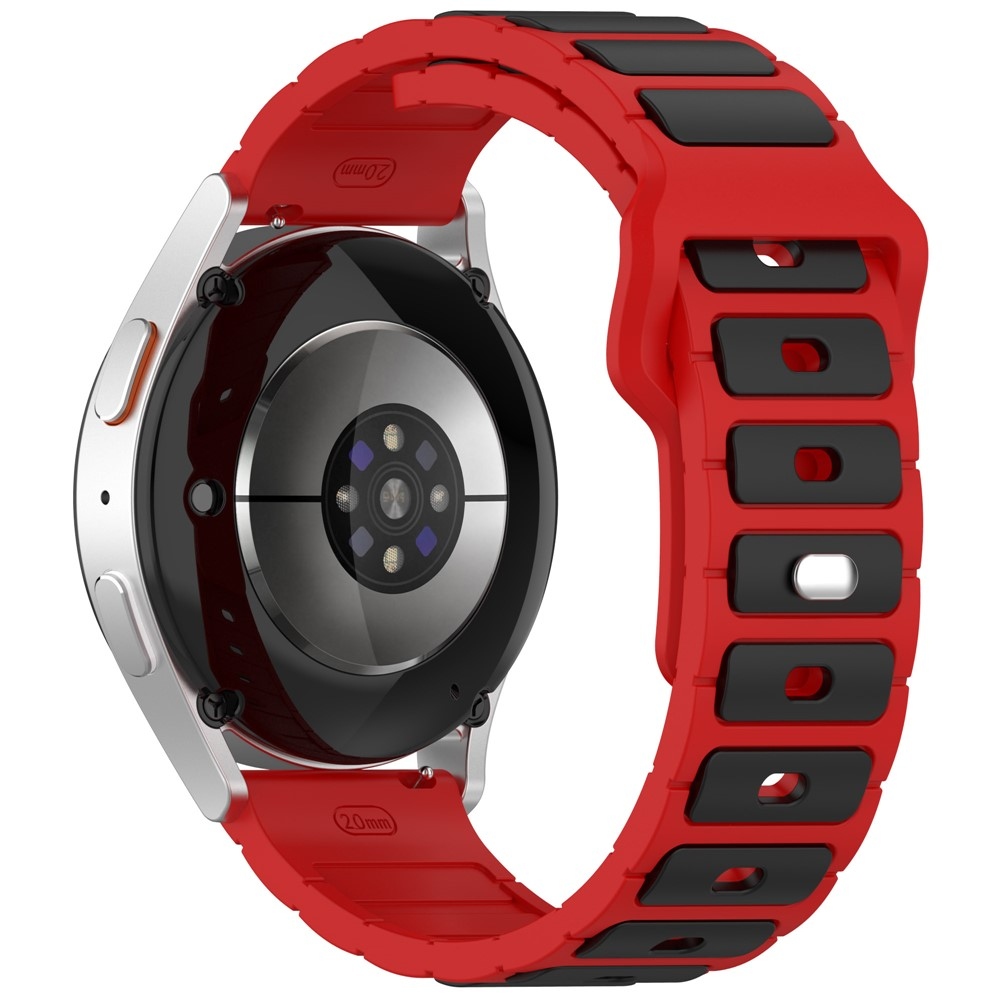 Dualc silikónový remienok 20mm na Samsung Galaxy Watch7 44mm/40mm/Watch 6 44mm/40mm - čierny/červený