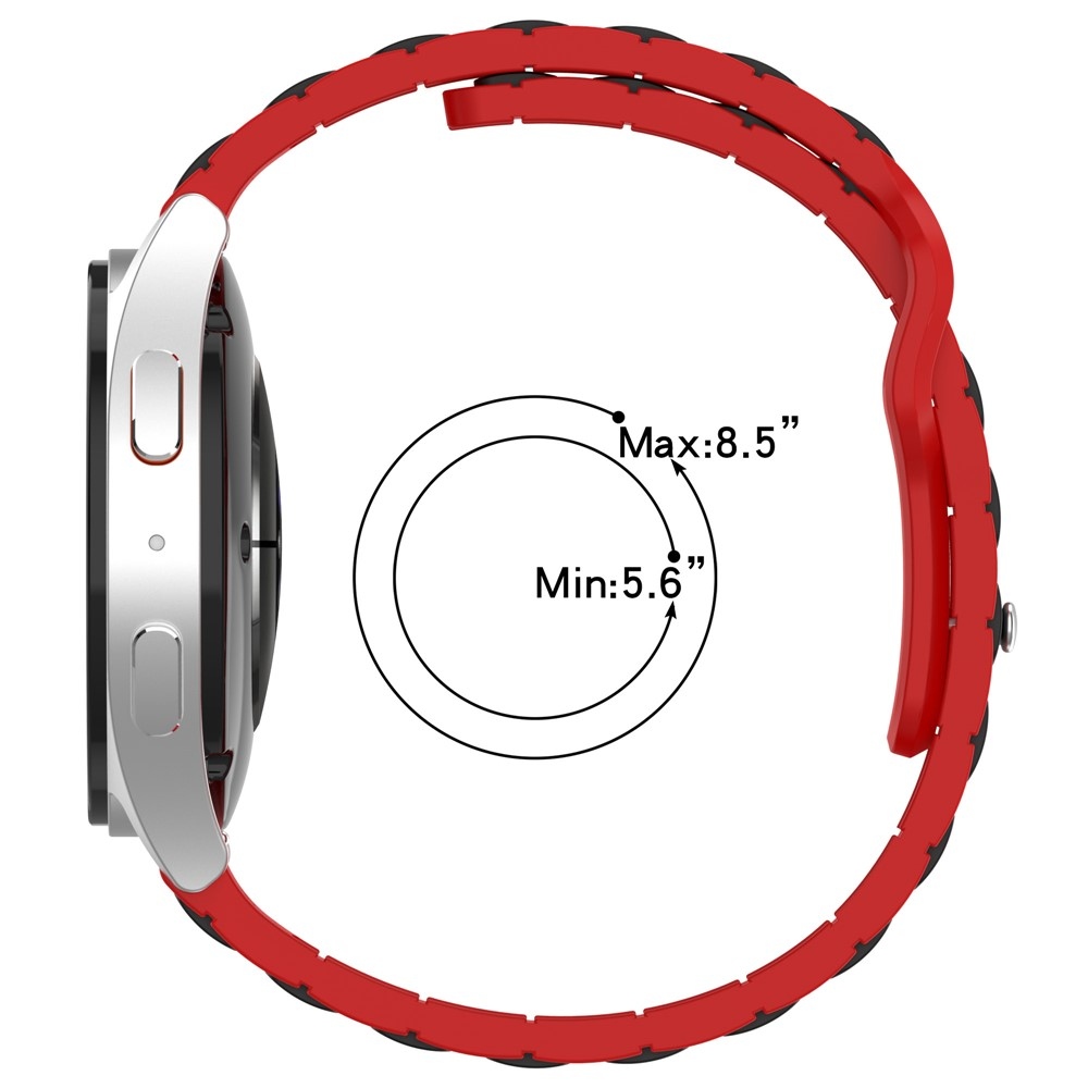 Dualc silikónový remienok 20mm na Samsung Galaxy Watch7 44mm/40mm/Watch 6 44mm/40mm - čierny/červený