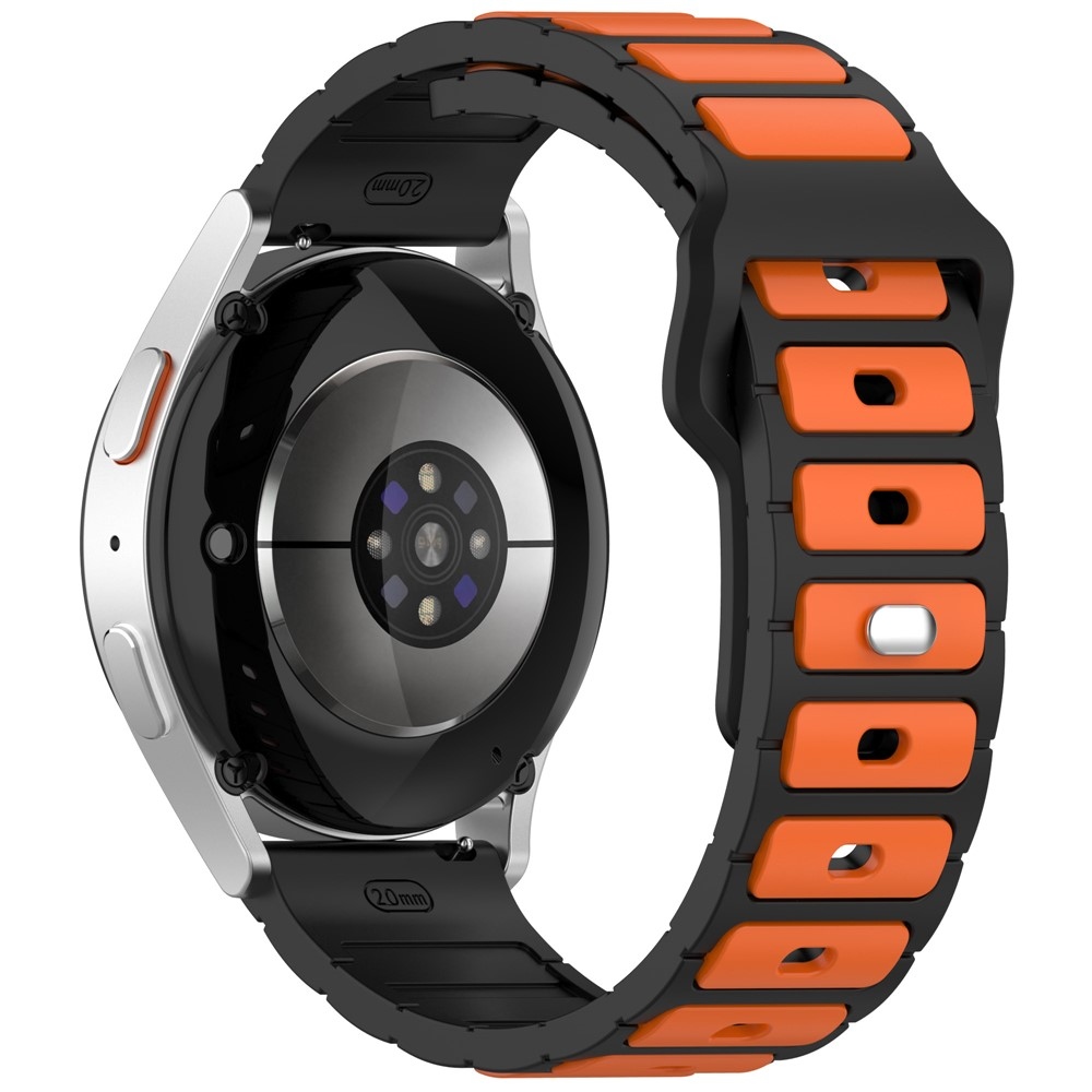 Dualc silikónový remienok 20mm na Samsung Galaxy Watch7 44mm/40mm/Watch 6 44mm/40mm - čierny/oranžový