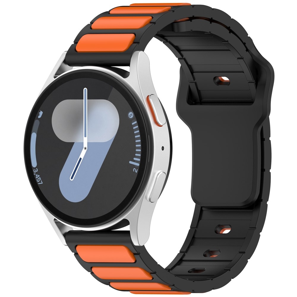 Dualc silikónový remienok 20mm na Samsung Galaxy Watch7 44mm/40mm/Watch 6 44mm/40mm - čierny/oranžový