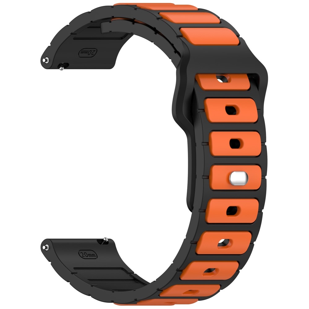 Dualc silikónový remienok 20mm na Samsung Galaxy Watch7 44mm/40mm/Watch 6 44mm/40mm - čierny/oranžový