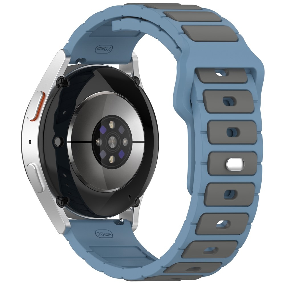 Dualc silikónový remienok 20mm na Samsung Galaxy Watch7 44mm/40mm/Watch 6 44mm/40mm - šedý/modrý