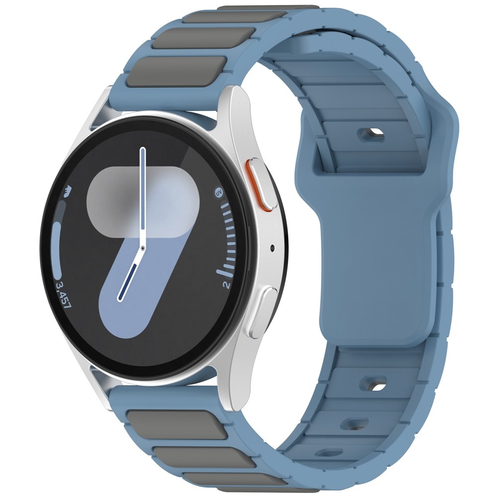 Dualc silikónový remienok 20mm na Samsung Galaxy Watch7 44mm/40mm/Watch 6 44mm/40mm - šedý/modrý