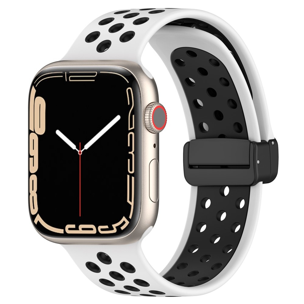Dualc silikónový remienok na Apple Watch Ultra 4/3/2/1 49mm/12/11/10 46mm - biely/čierny