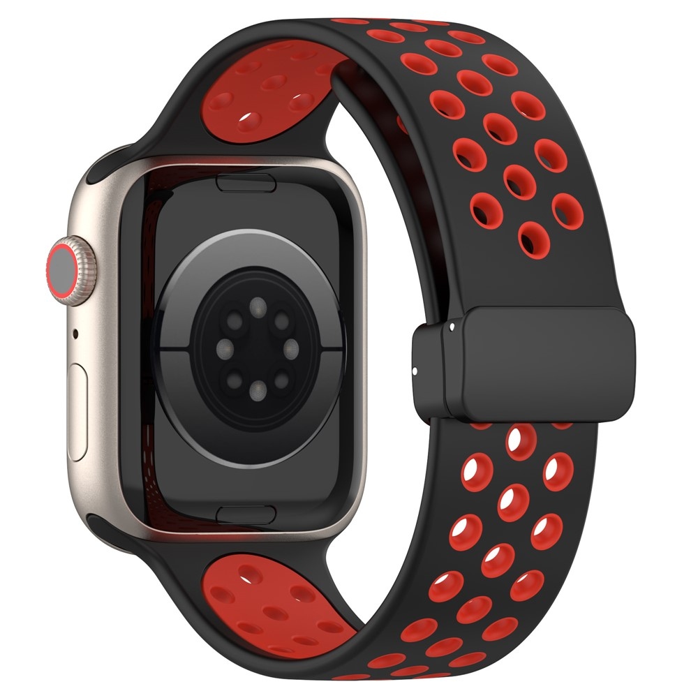 Dualc silikónový remienok na Apple Watch Ultra 4/3/2/1 49mm/12/11/10 46mm - čierny/červený