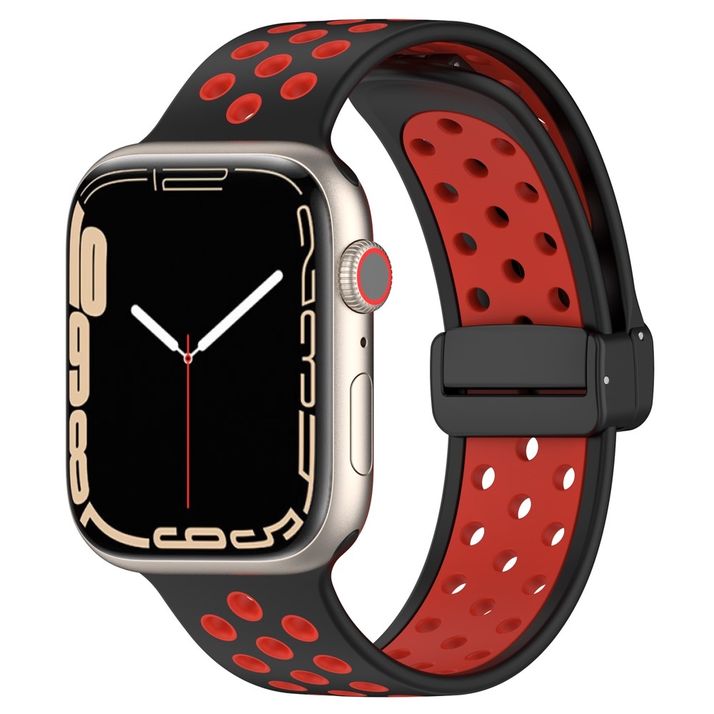 Dualc silikónový remienok na Apple Watch Ultra 4/3/2/1 49mm/12/11/10 46mm - čierny/červený